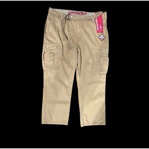 Unionbay Men’s Khaki Cargo Pants 44x30 w/ Belt 100% Cotton Made in Vietnam